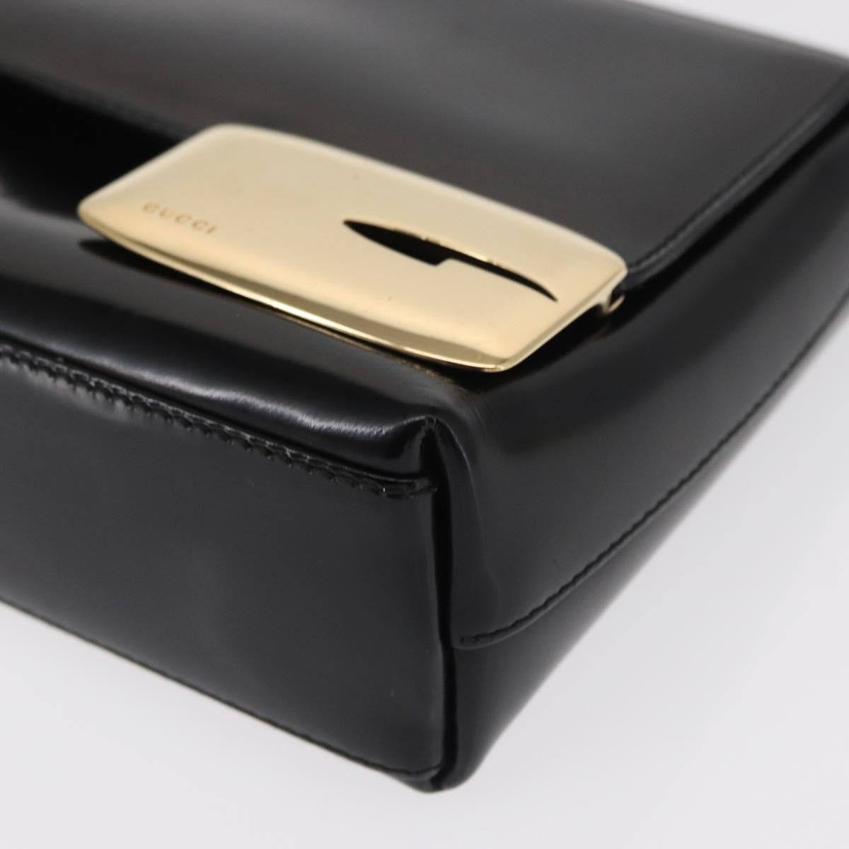GUCCI Shoulder Bag Patent leather Black Gold 007 3444 0282 Auth ti3515
