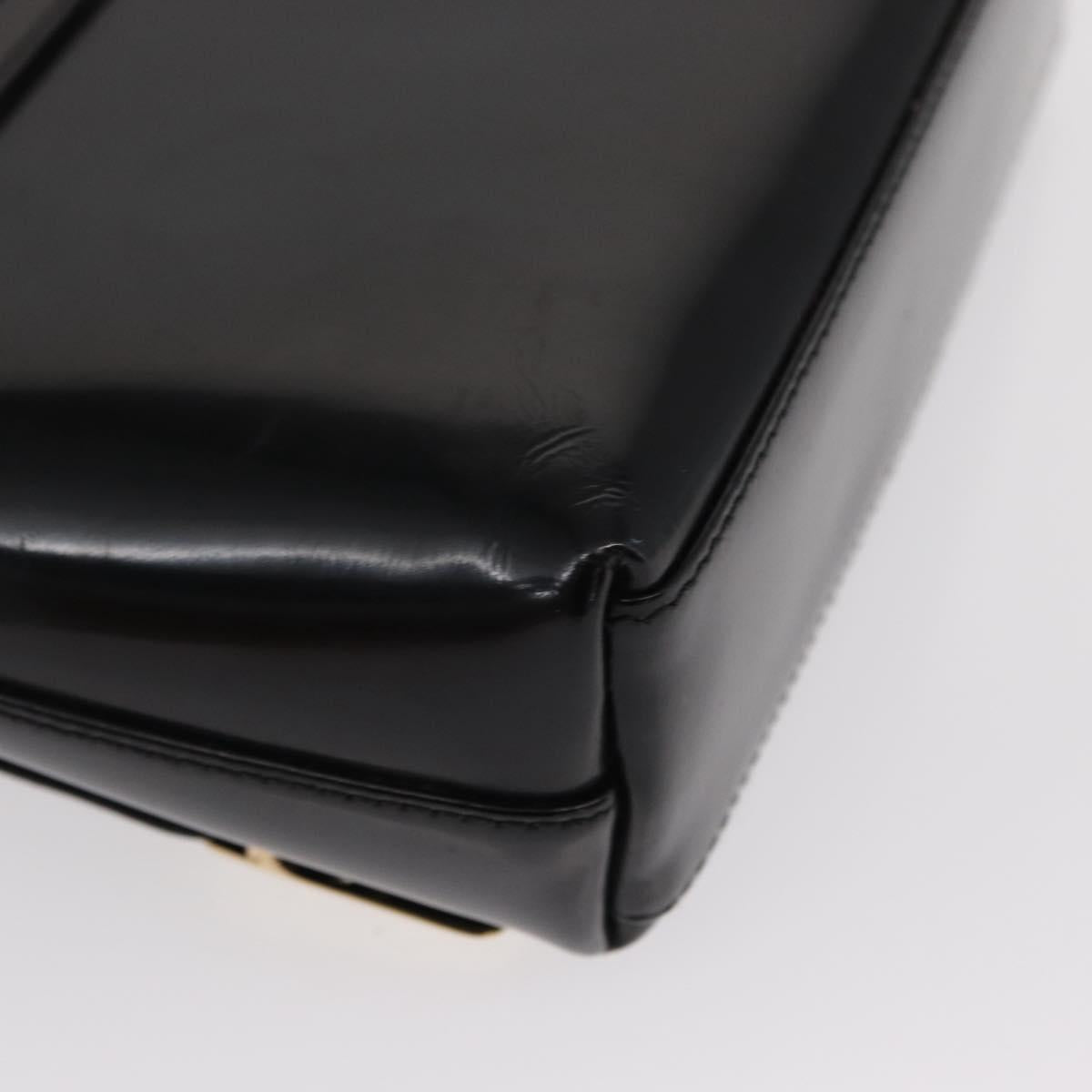 GUCCI Shoulder Bag Patent leather Black Gold 007 3444 0282 Auth ti3515