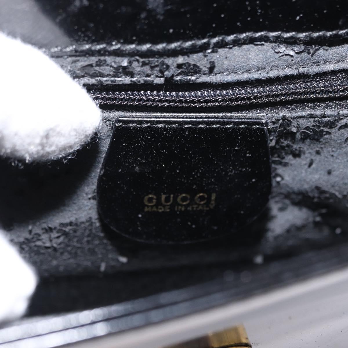GUCCI Shoulder Bag Patent leather Black Gold 007 3444 0282 Auth ti3515