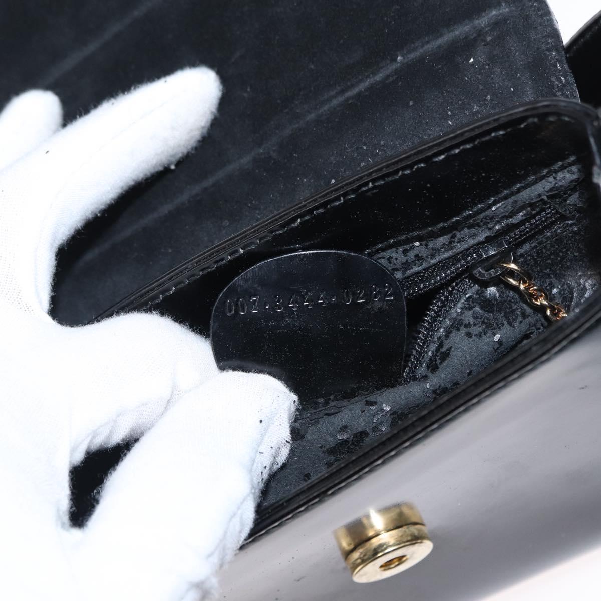 GUCCI Shoulder Bag Patent leather Black Gold 007 3444 0282 Auth ti3515