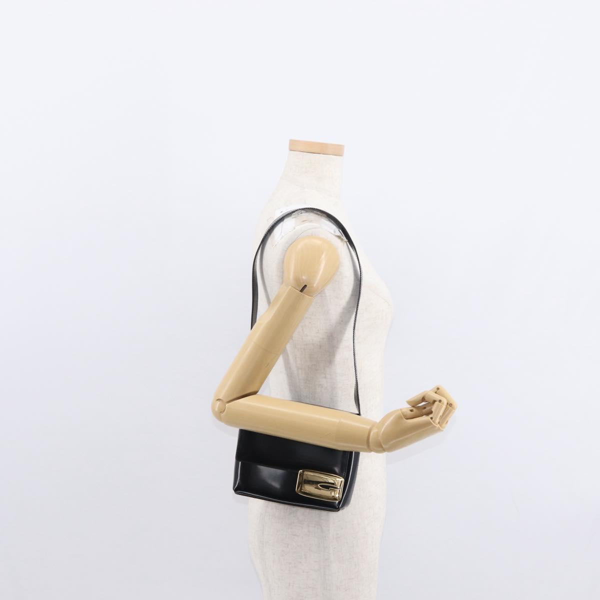GUCCI Shoulder Bag Patent leather Black Gold 007 3444 0282 Auth ti3515