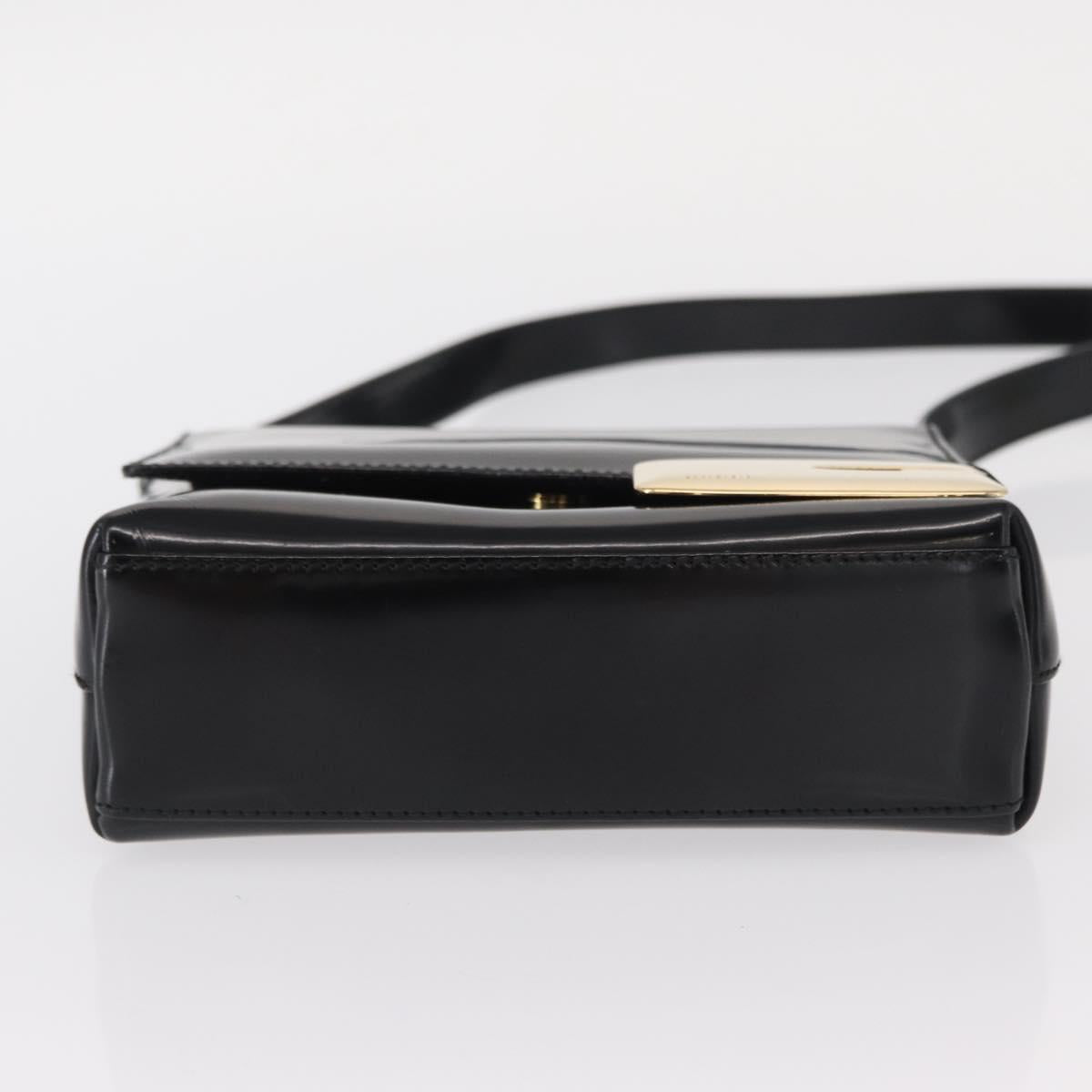 GUCCI Shoulder Bag Patent leather Black Gold 007 3444 0282 Auth ti3515
