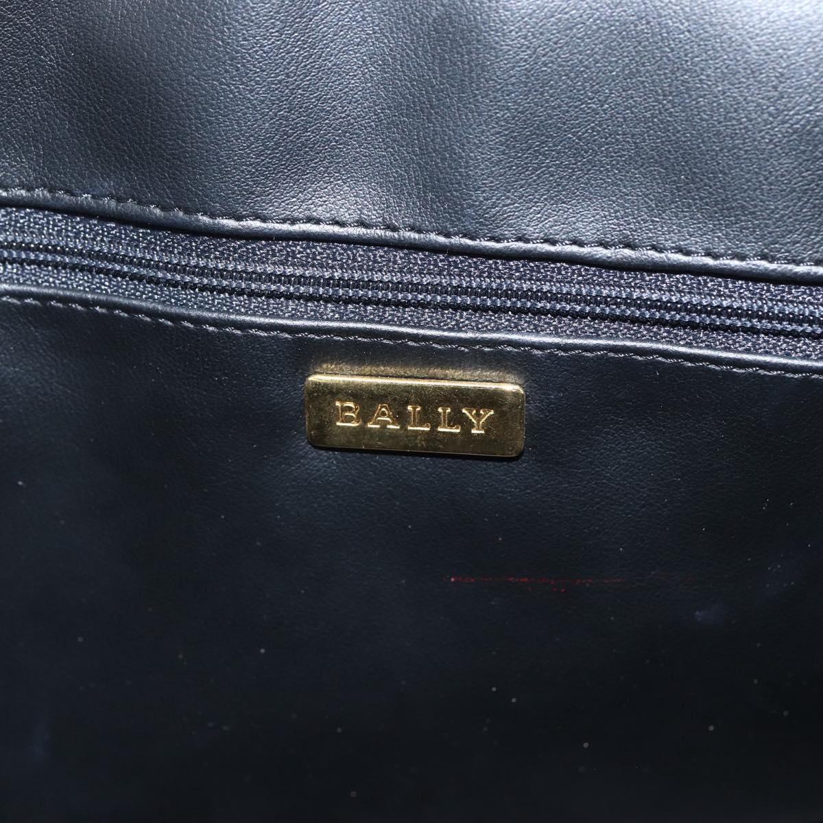 BALLY Quilted Hand Bag Leather White Gold Auth ti3520