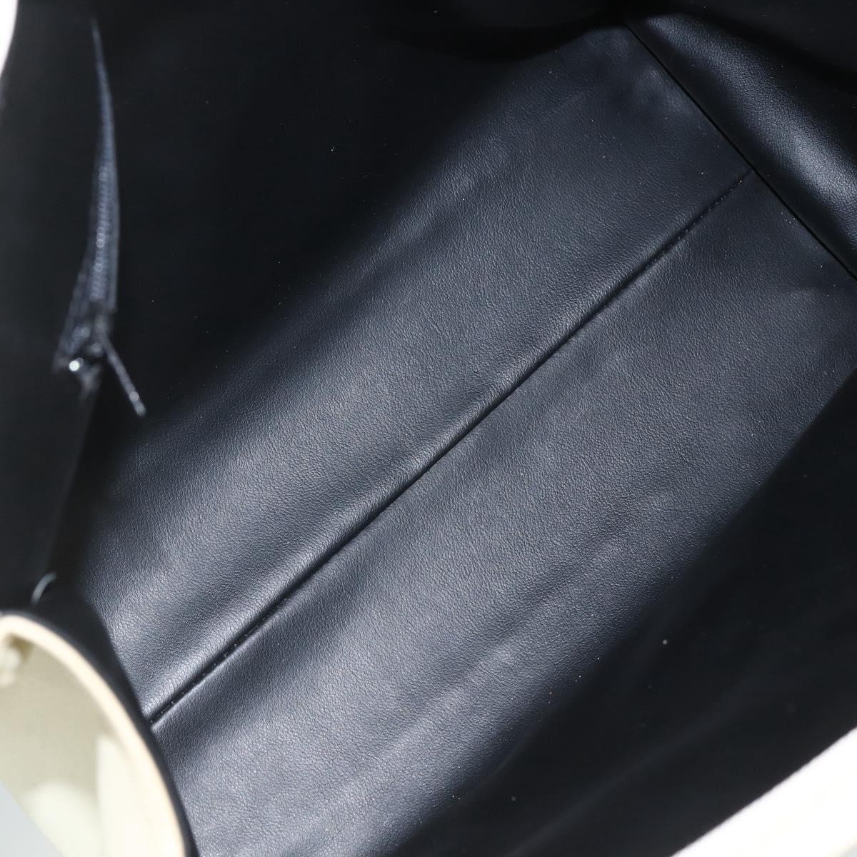 BALLY Quilted Hand Bag Leather White Gold Auth ti3520