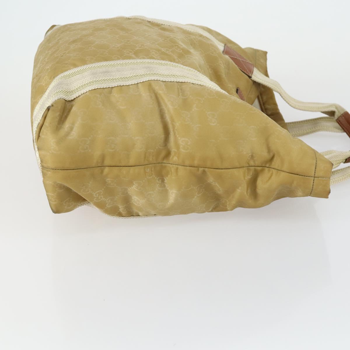 GUCCI GG Canvas Hand Bag Nylon Beige 189669 Auth ti3521