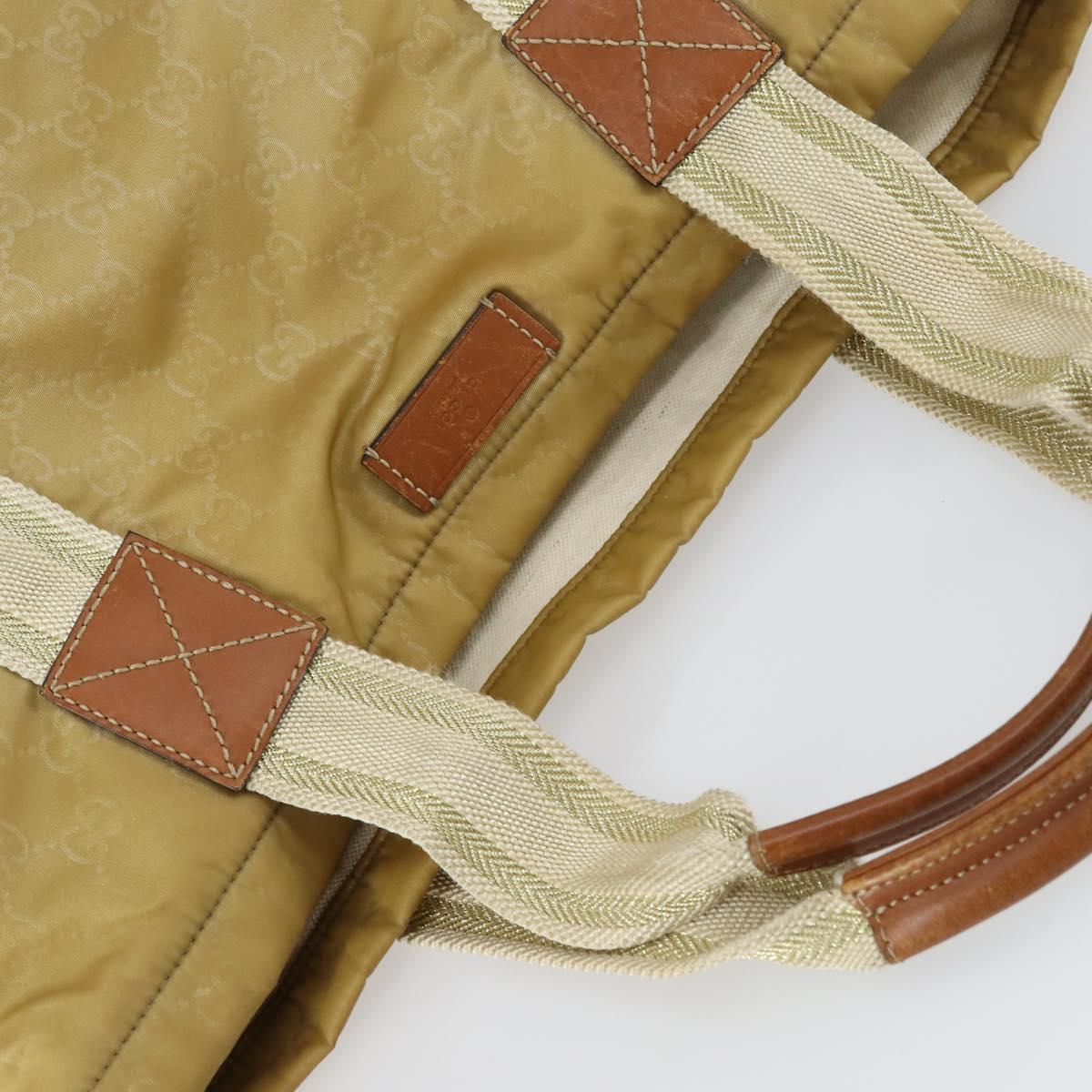 GUCCI GG Canvas Hand Bag Nylon Beige 189669 Auth ti3521