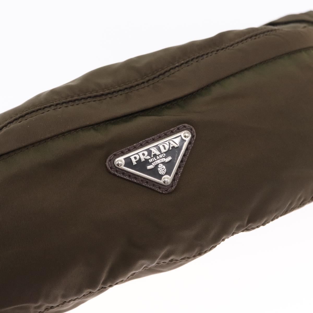 PRADA Waist bag Nylon Khaki Silver Auth ti3529