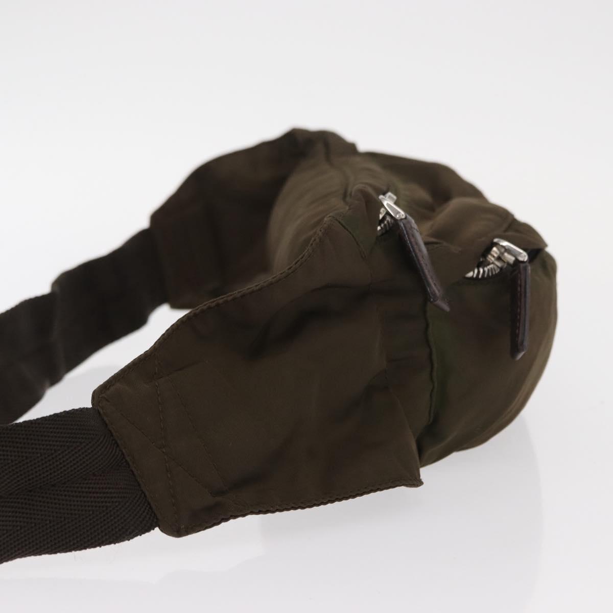 PRADA Waist bag Nylon Khaki Silver Auth ti3529