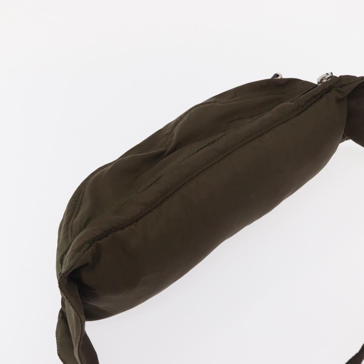 PRADA Waist bag Nylon Khaki Silver Auth ti3529