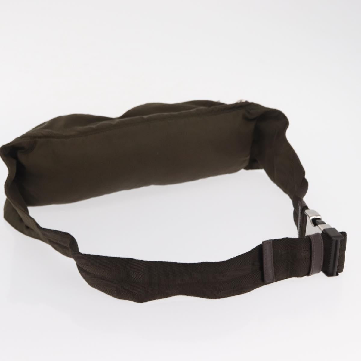 PRADA Waist bag Nylon Khaki Silver Auth ti3529
