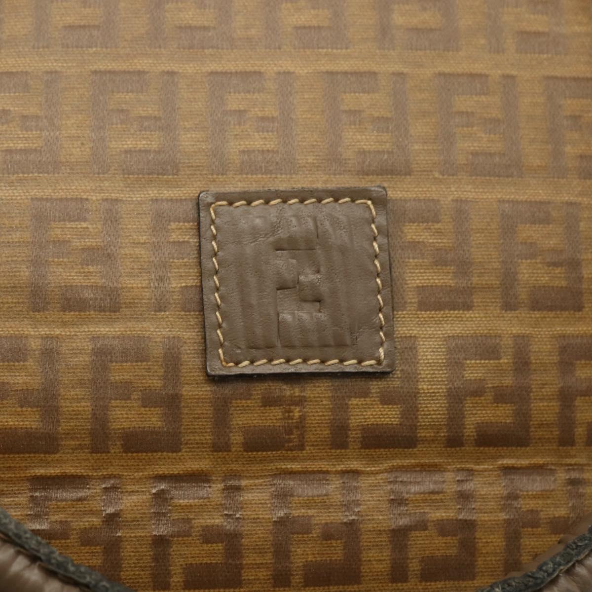 FENDI Zucchino Canvas Hand Bag Coated Canvas Vintage Brown Auth ti3530