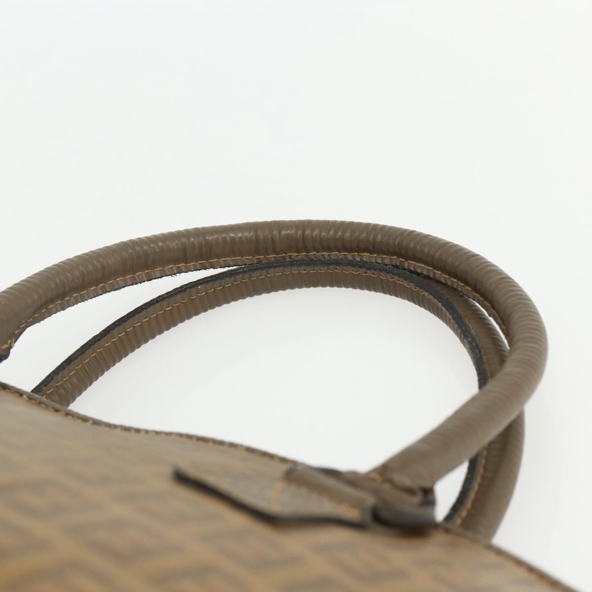 FENDI Zucchino Canvas Hand Bag Coated Canvas Vintage Brown Auth ti3530