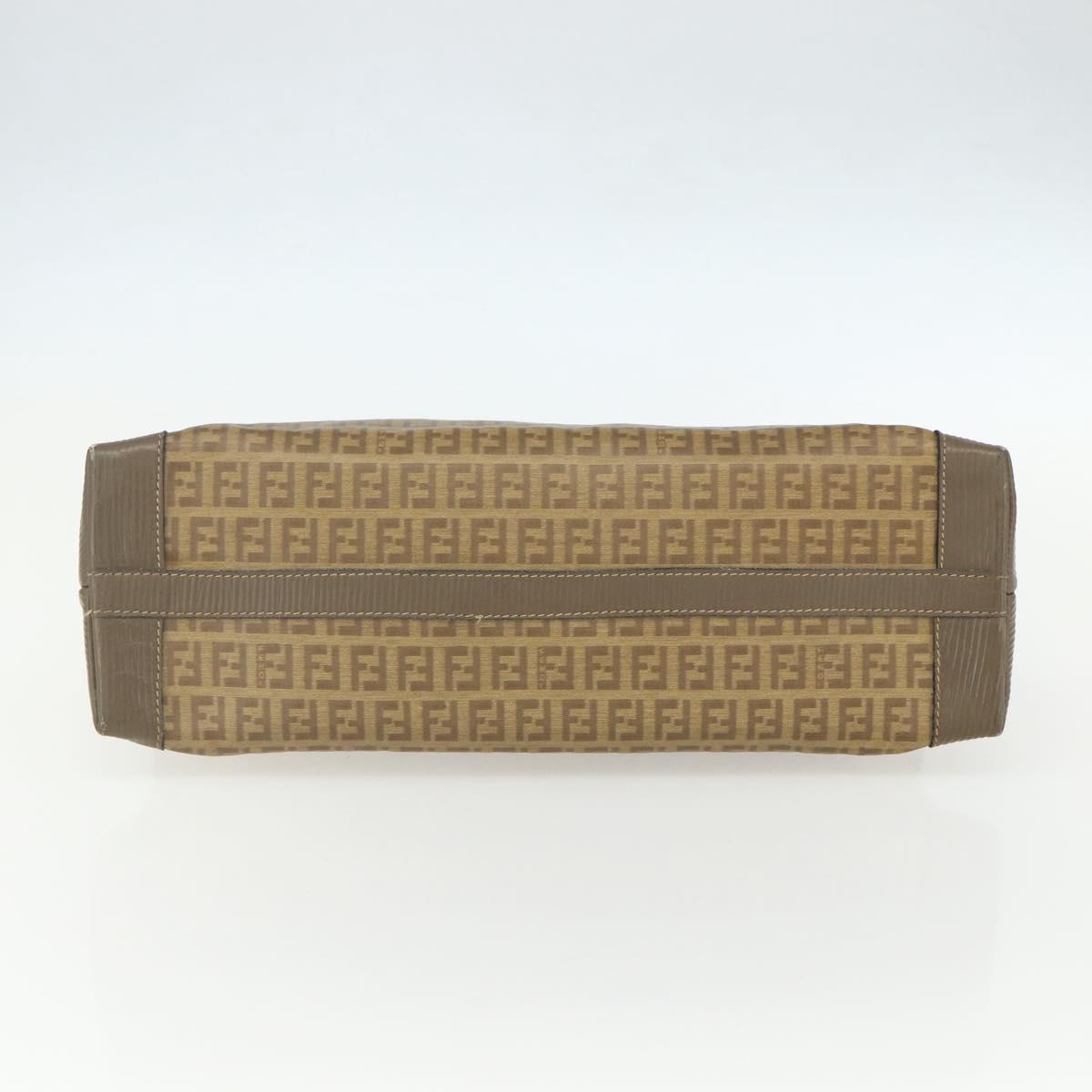FENDI Zucchino Canvas Hand Bag Coated Canvas Vintage Brown Auth ti3530