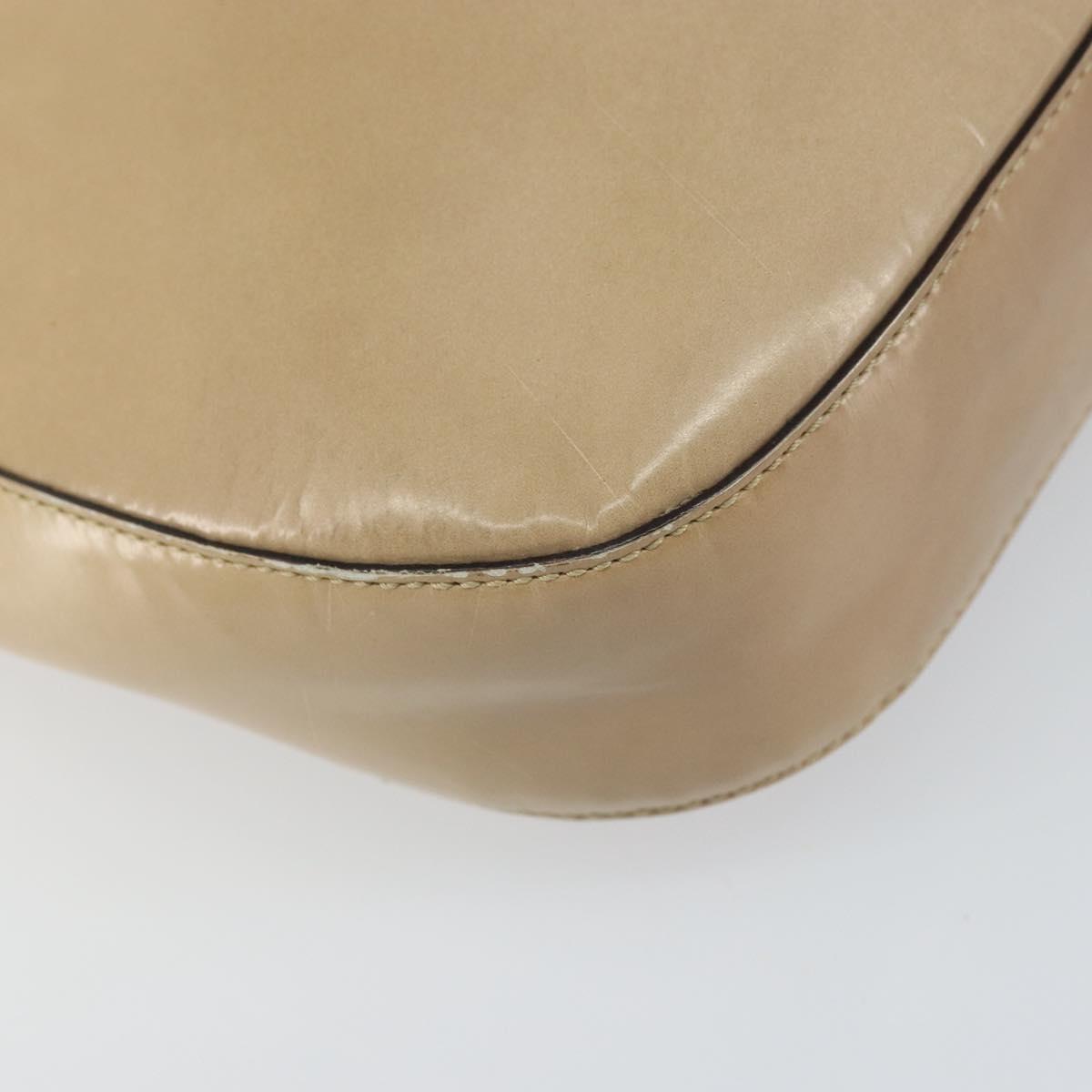 PRADA Shoulder Bag Patent leather Beige Auth ti3531