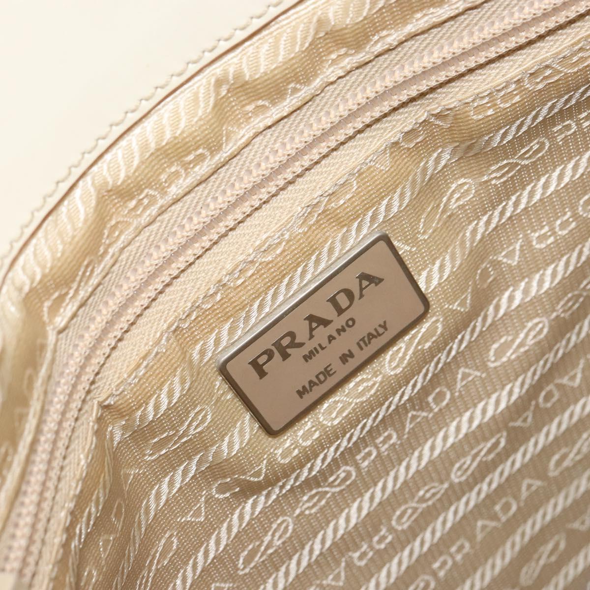 PRADA Shoulder Bag Patent leather Beige Auth ti3531