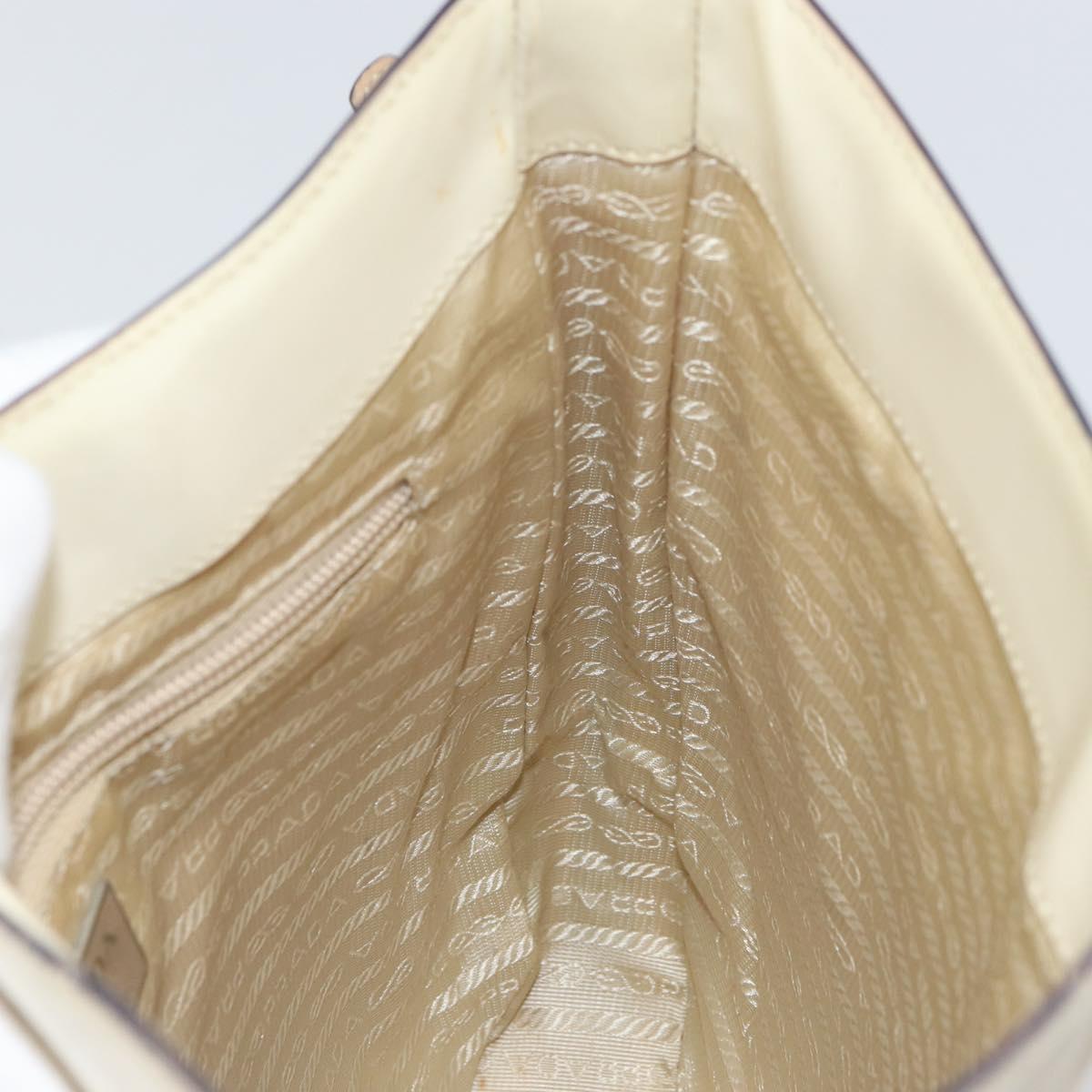 PRADA Shoulder Bag Patent leather Beige Auth ti3531