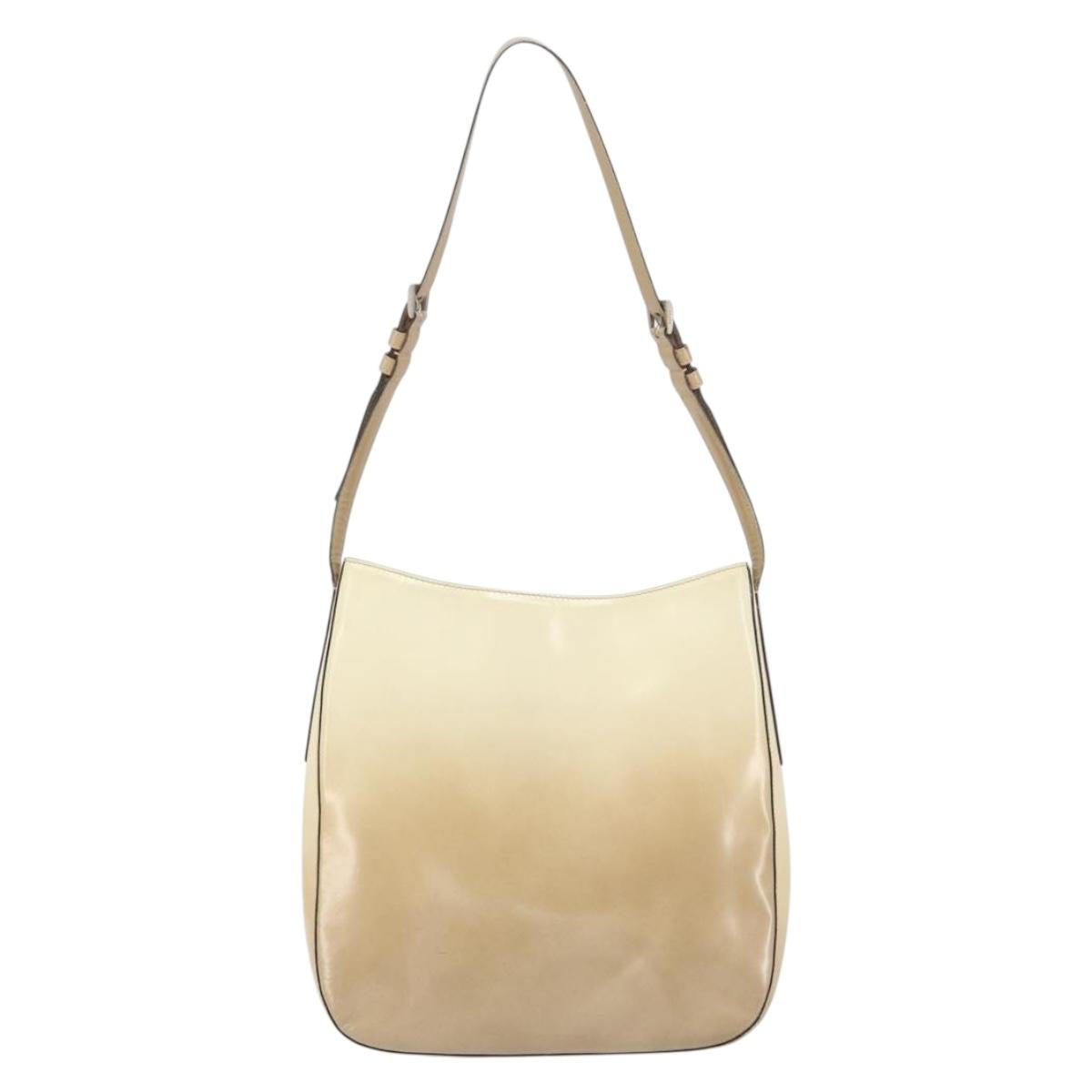 PRADA Shoulder Bag Patent leather Beige Auth ti3531