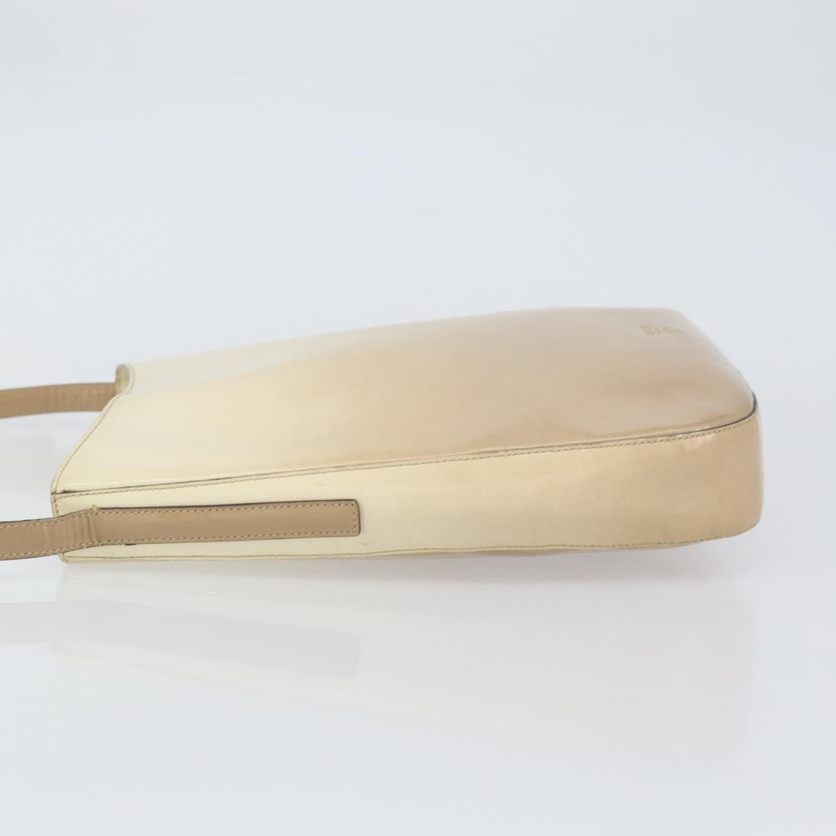 PRADA Shoulder Bag Patent leather Beige Auth ti3531