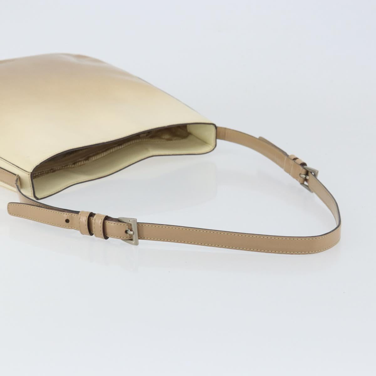 PRADA Shoulder Bag Patent leather Beige Auth ti3531
