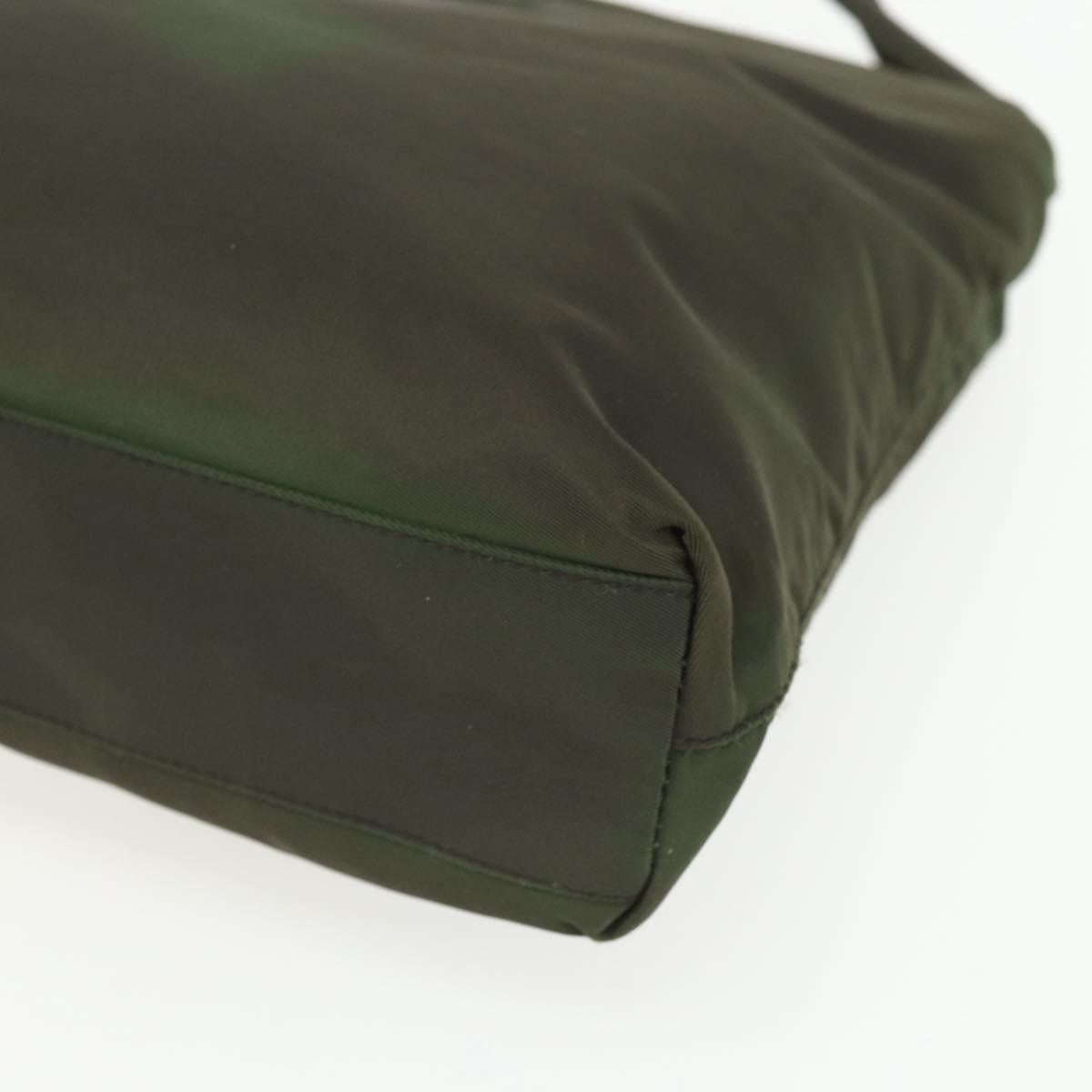 PRADA Shoulder Bag Nylon Khaki Silver Auth ti3532