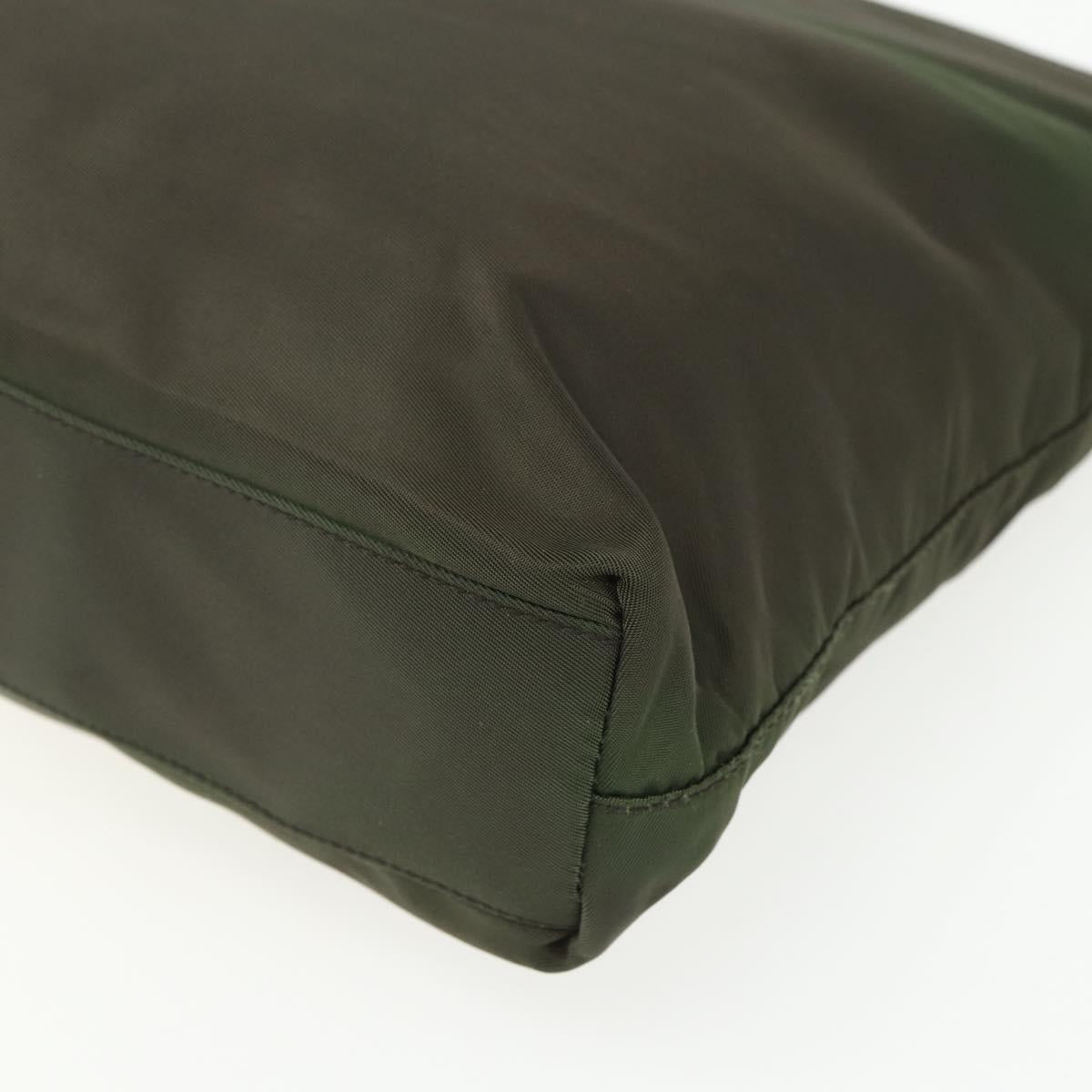 PRADA Shoulder Bag Nylon Khaki Silver Auth ti3532