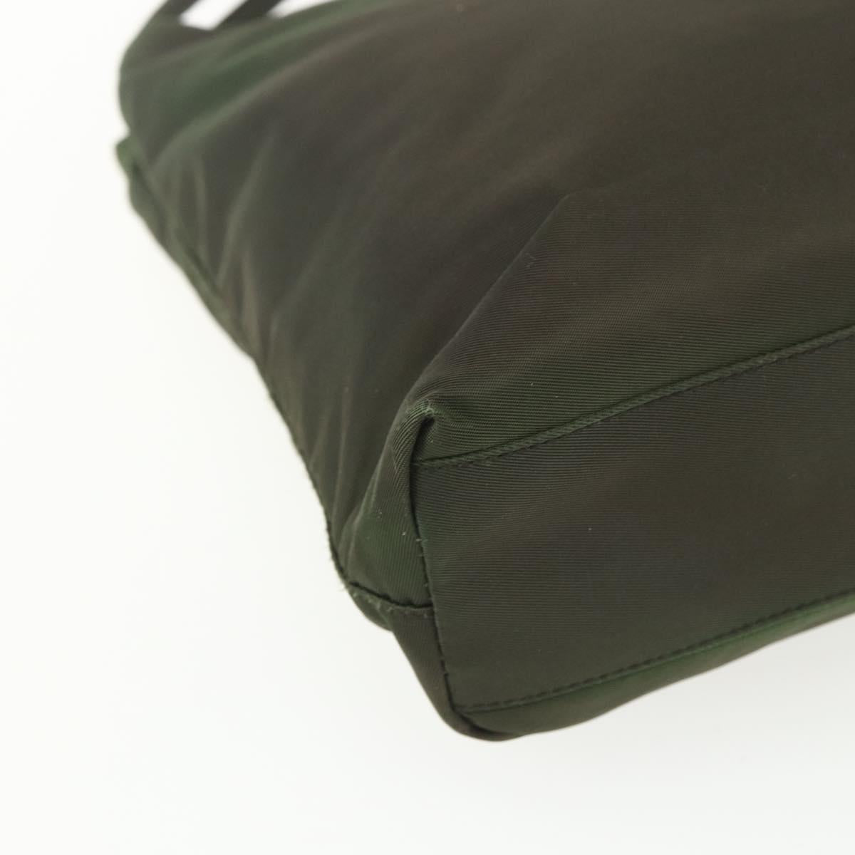 PRADA Shoulder Bag Nylon Khaki Silver Auth ti3532