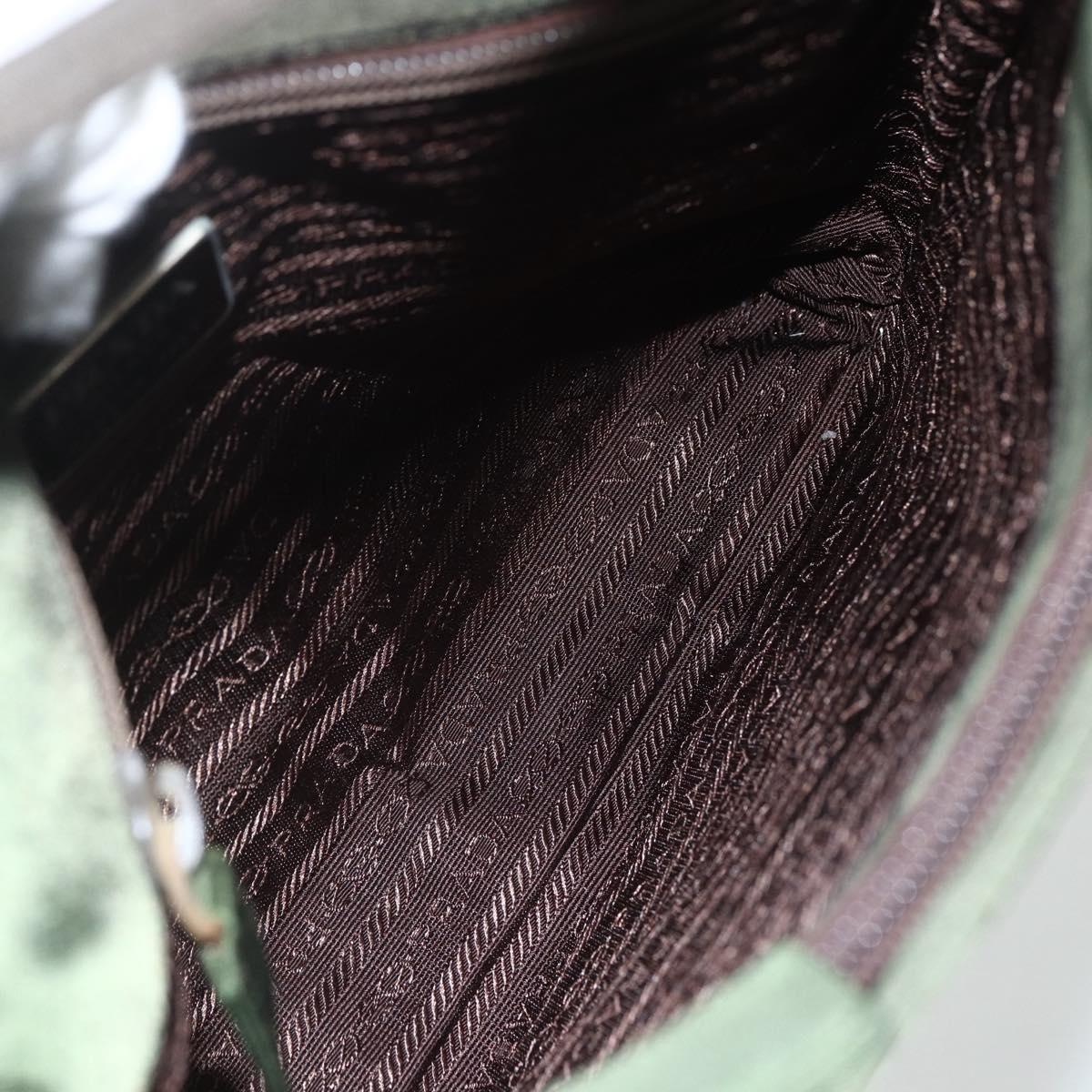 PRADA Shoulder Bag Nylon Khaki Silver Auth ti3532