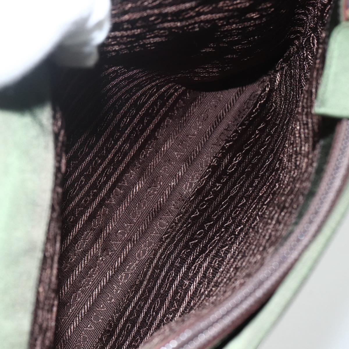 PRADA Shoulder Bag Nylon Khaki Silver Auth ti3532