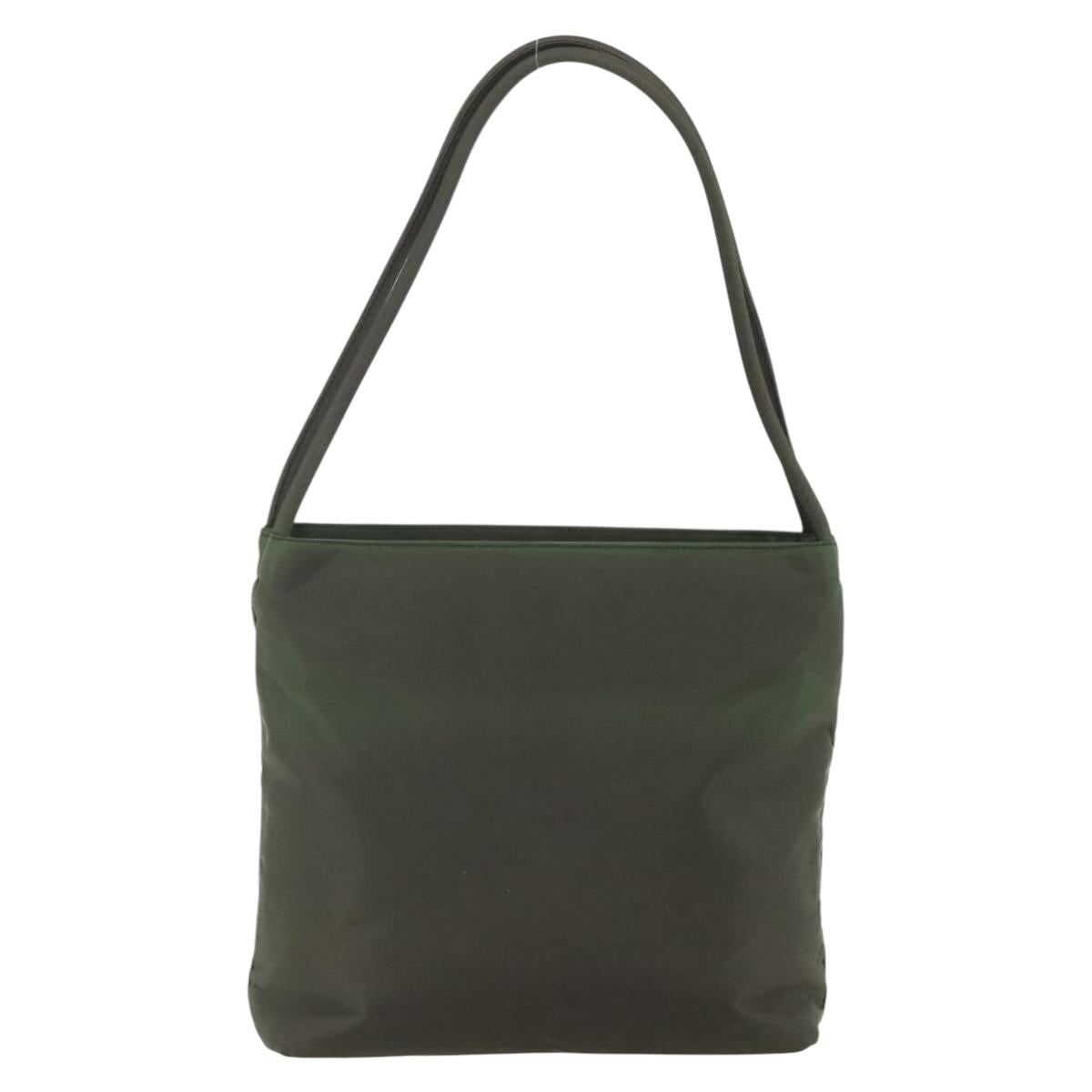 PRADA Shoulder Bag Nylon Khaki Silver Auth ti3532