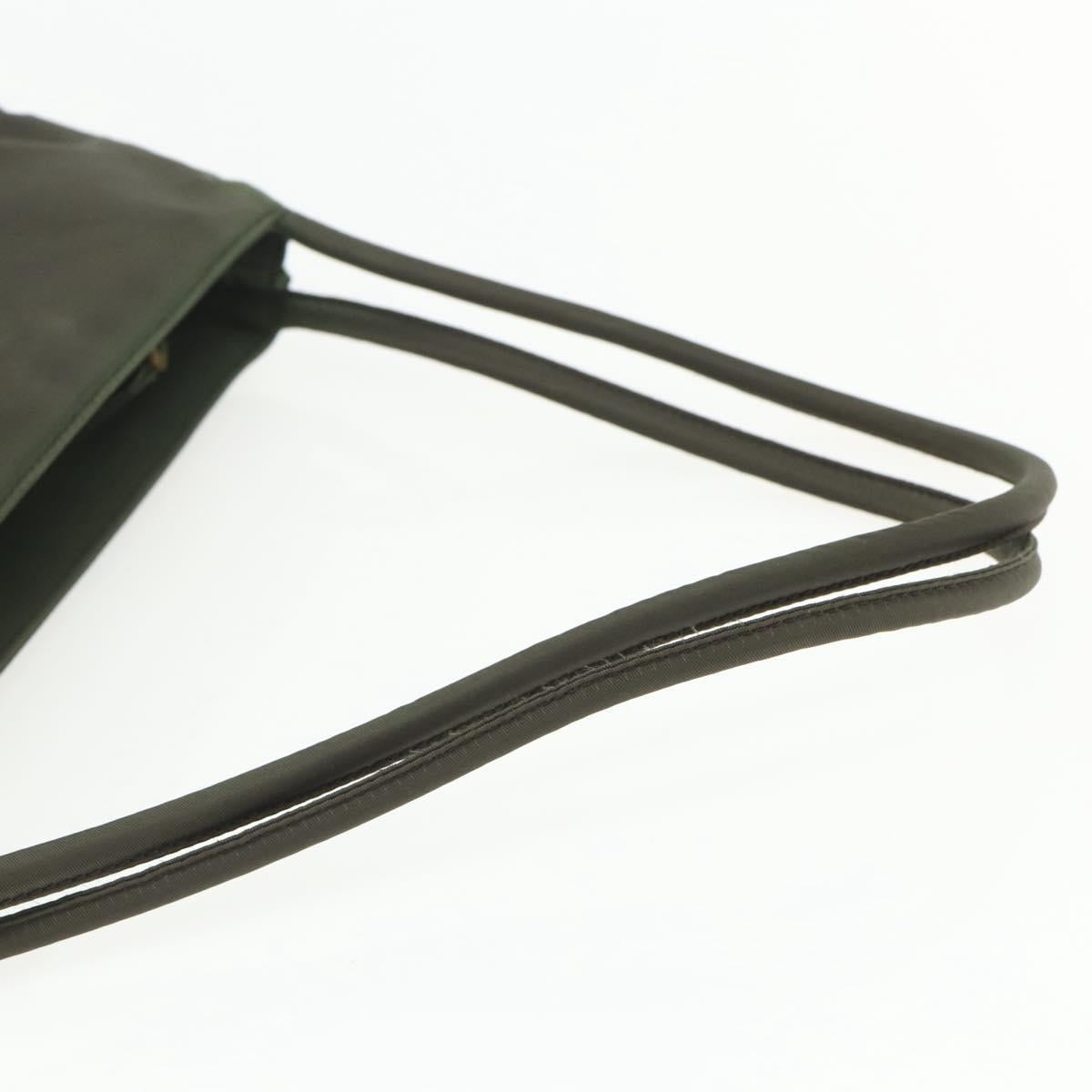 PRADA Shoulder Bag Nylon Khaki Silver Auth ti3532