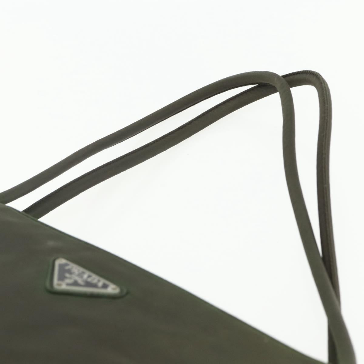 PRADA Shoulder Bag Nylon Khaki Silver Auth ti3532