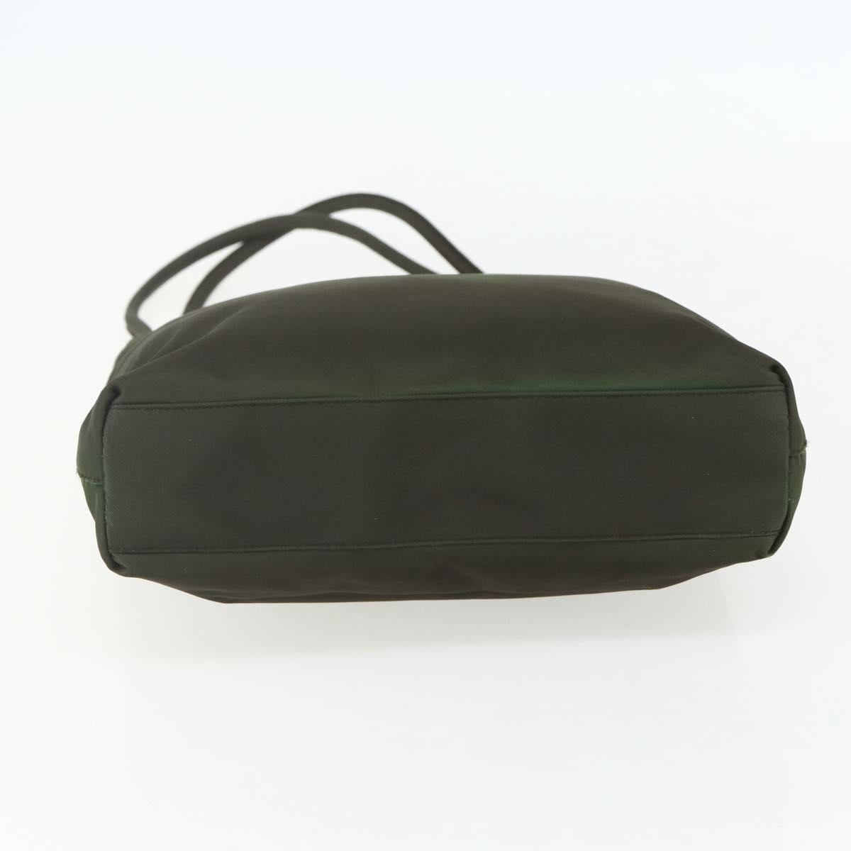 PRADA Shoulder Bag Nylon Khaki Silver Auth ti3532