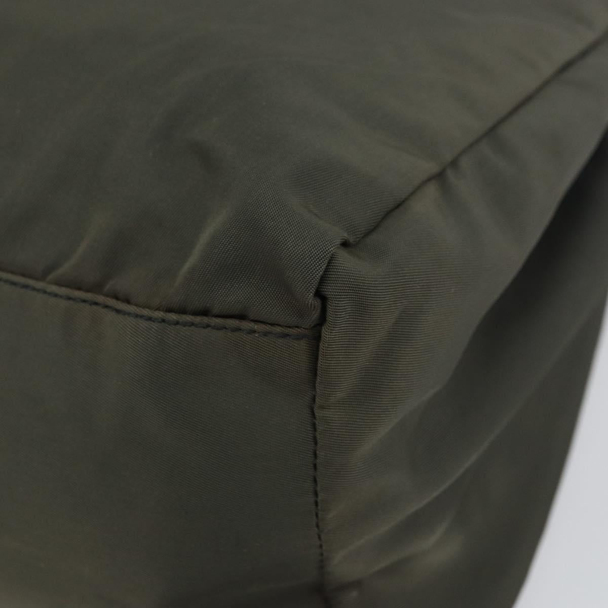 PRADA Hand Bag Nylon Khaki Silver Auth ti3533