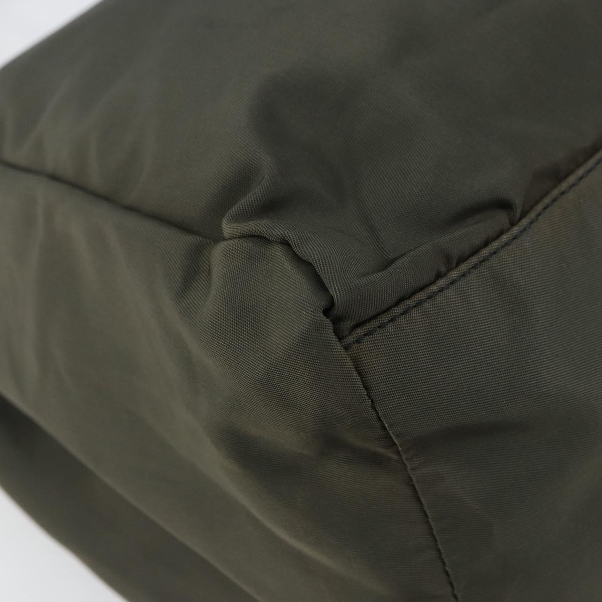 PRADA Hand Bag Nylon Khaki Silver Auth ti3533