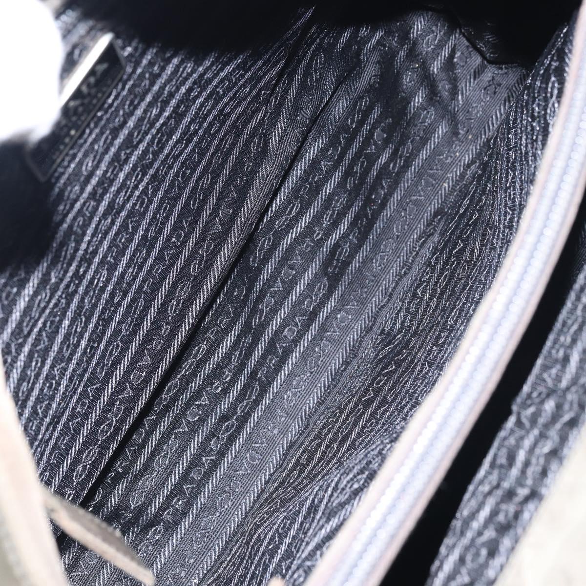 PRADA Hand Bag Nylon Khaki Silver Auth ti3533