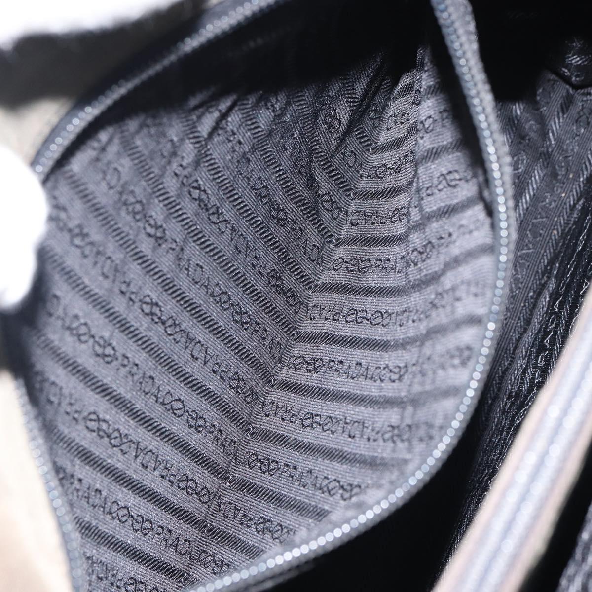 PRADA Hand Bag Nylon Khaki Silver Auth ti3533