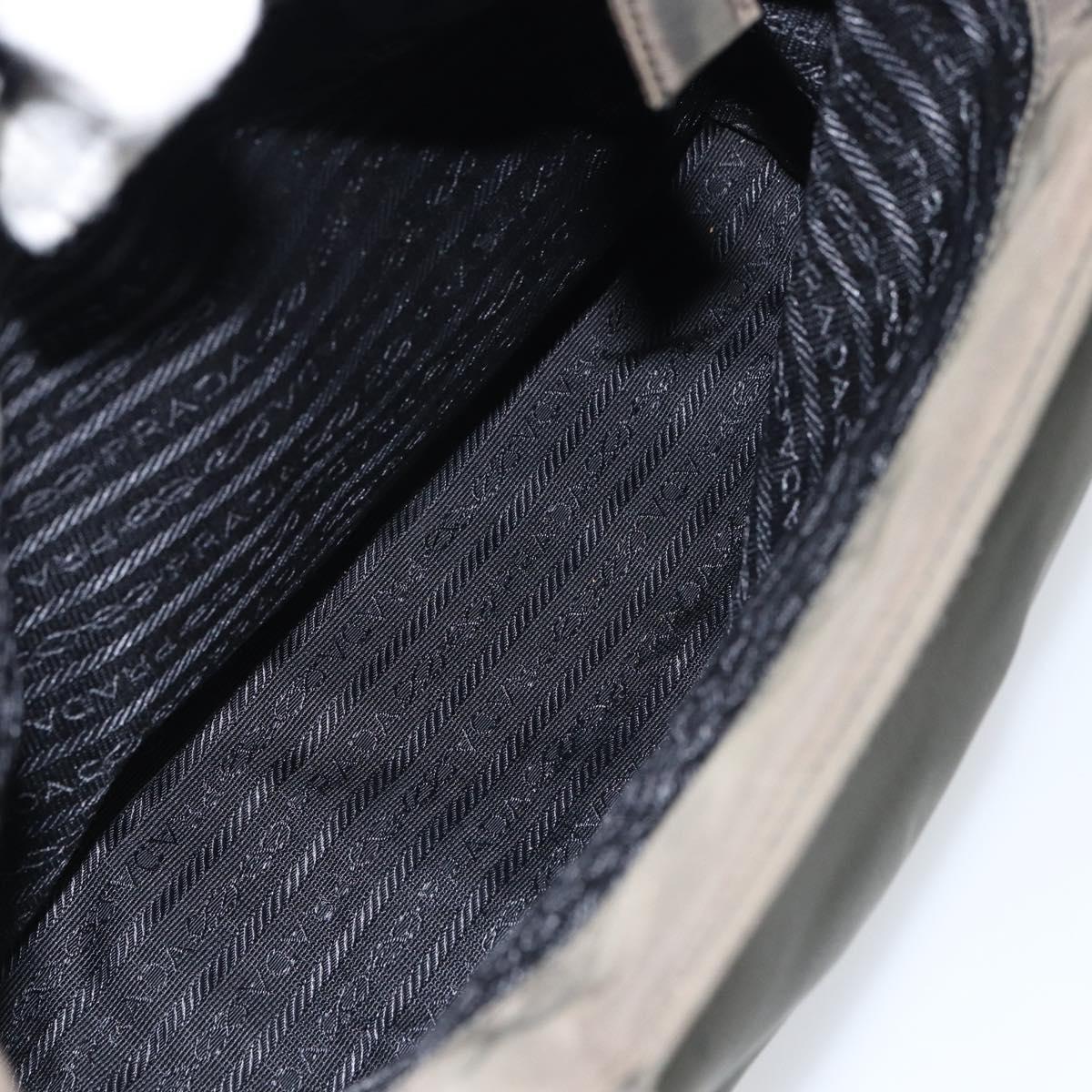 PRADA Hand Bag Nylon Khaki Silver Auth ti3533