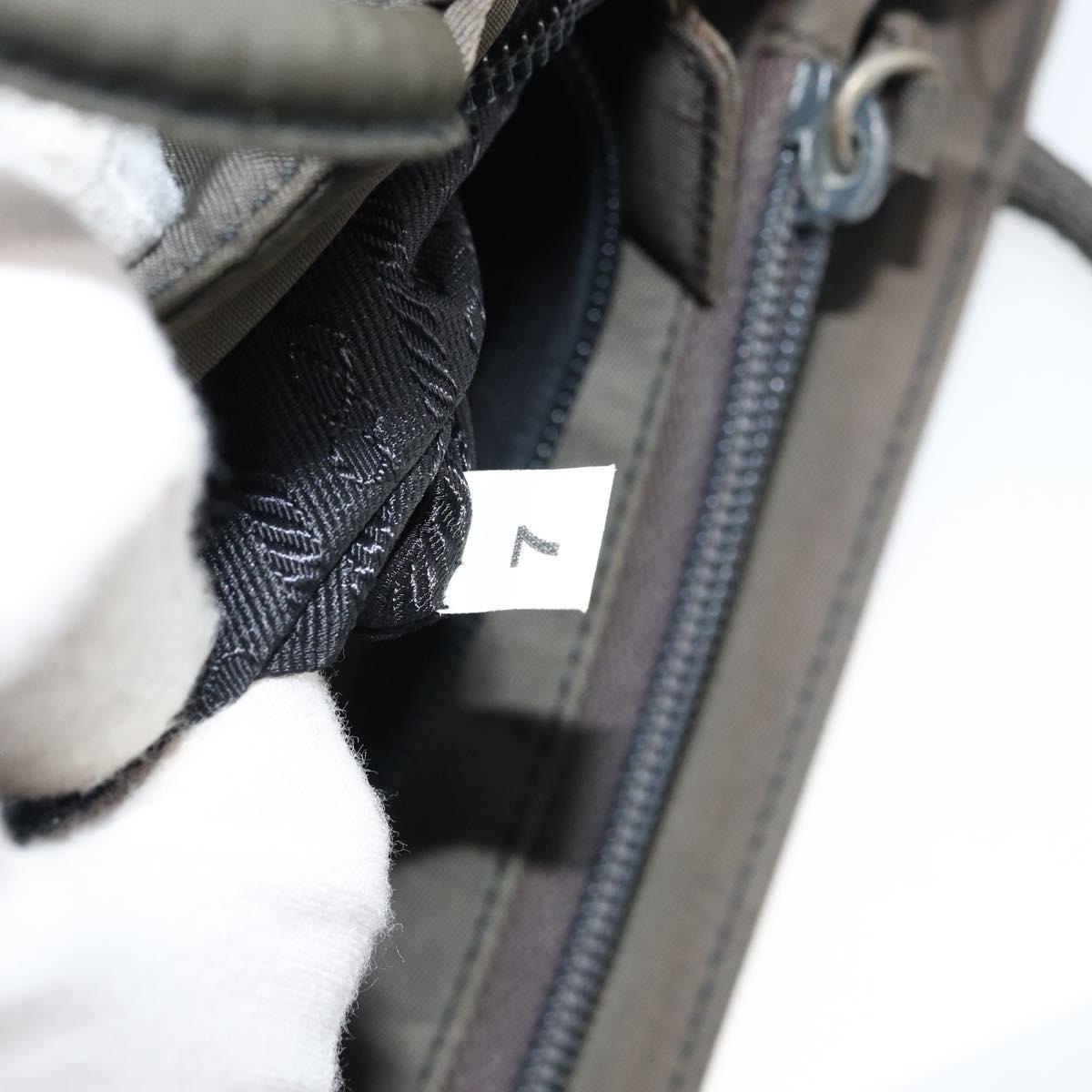 PRADA Hand Bag Nylon Khaki Silver Auth ti3533