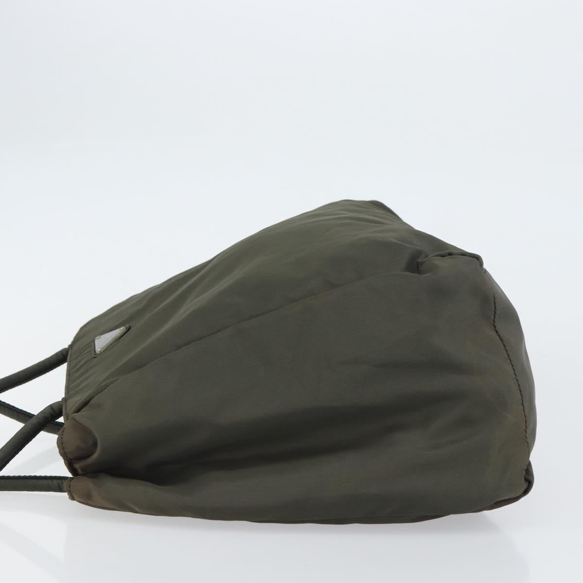 PRADA Hand Bag Nylon Khaki Silver Auth ti3533