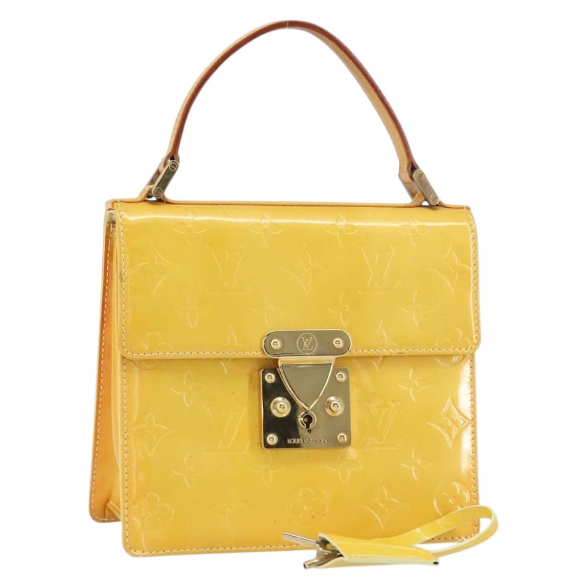 LOUIS VUITTON Monogram Vernis Spring Street Bag Lime Yellow M91068 Auth ti3534