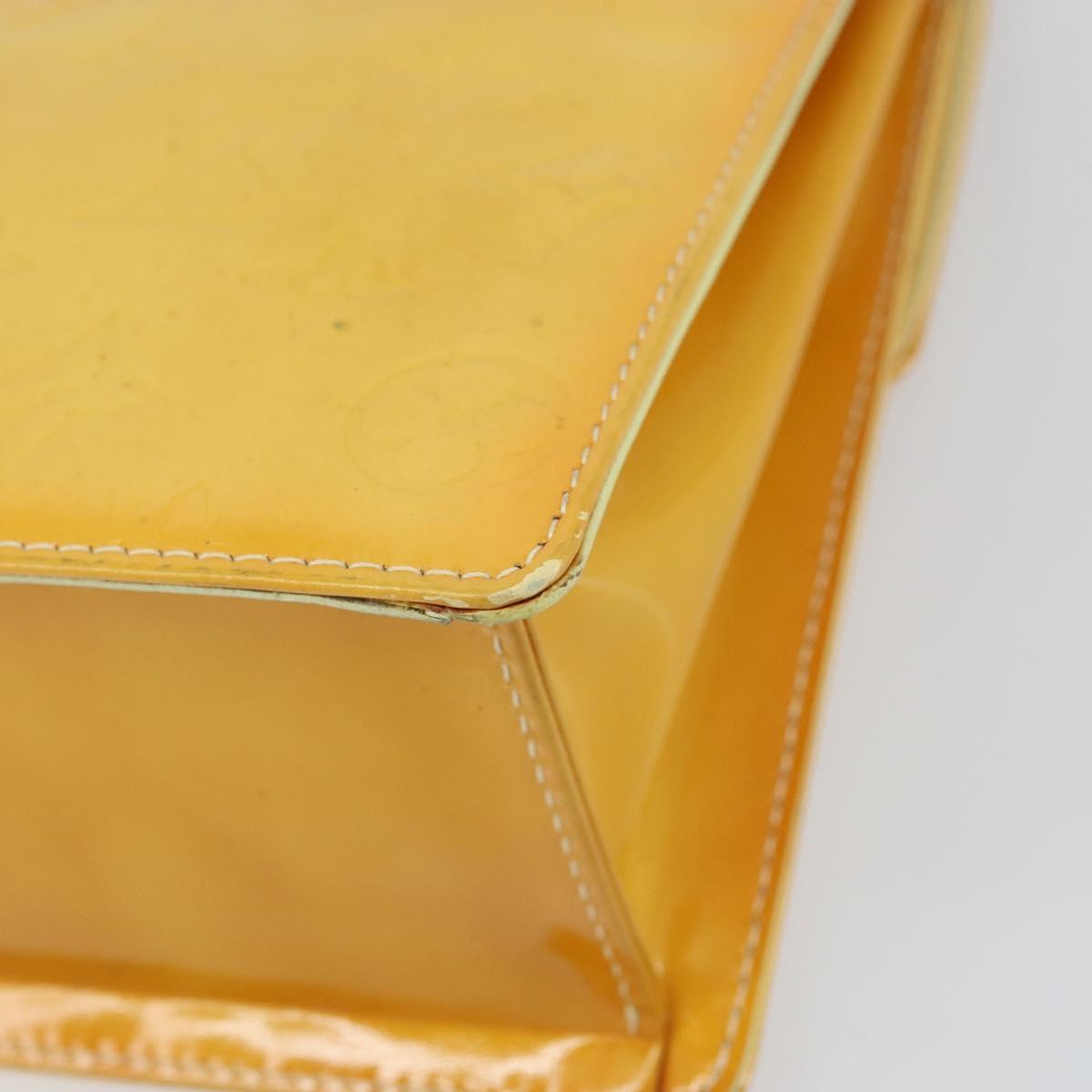 LOUIS VUITTON Monogram Vernis Spring Street Bag Lime Yellow M91068 Auth ti3534