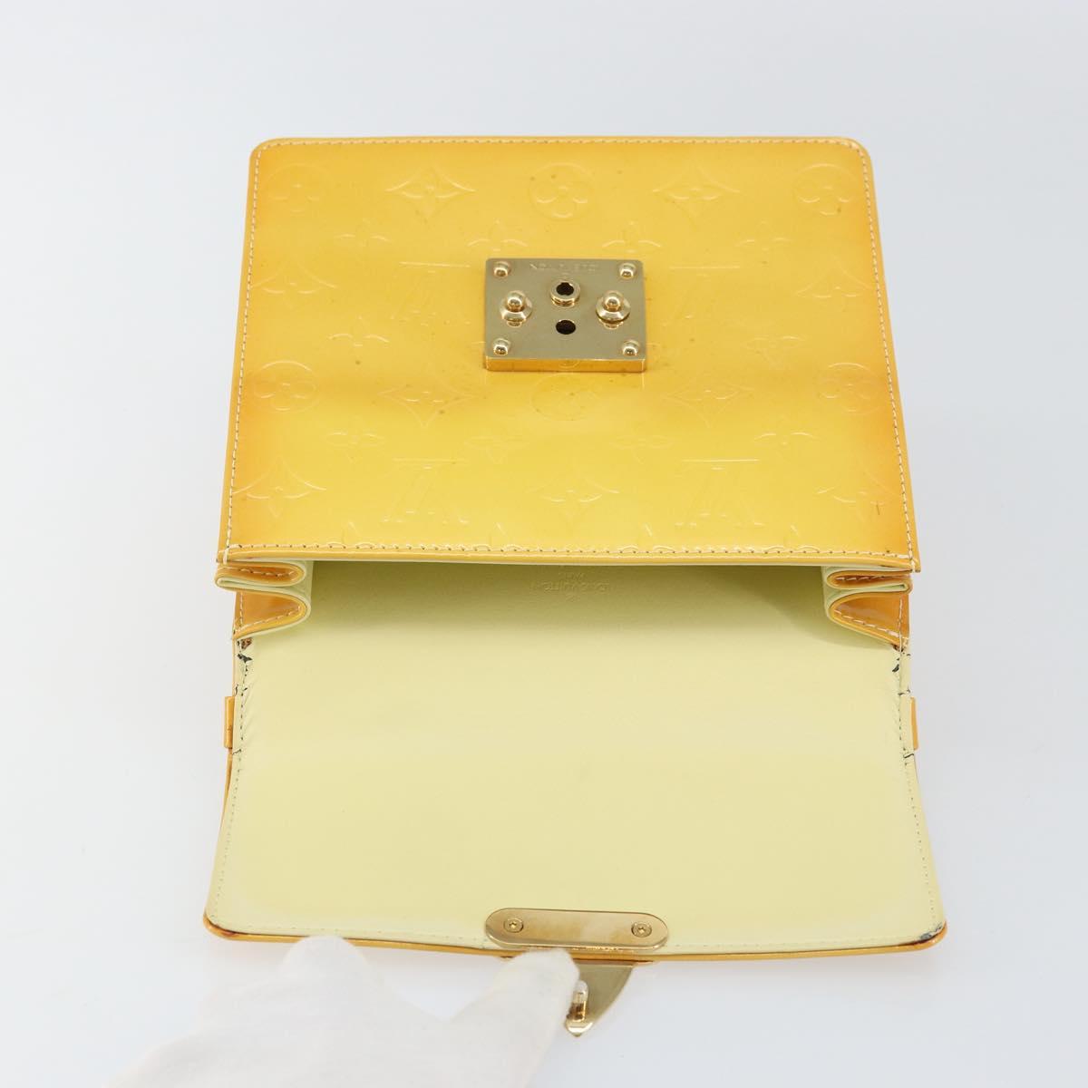 LOUIS VUITTON Monogram Vernis Spring Street Bag Lime Yellow M91068 Auth ti3534