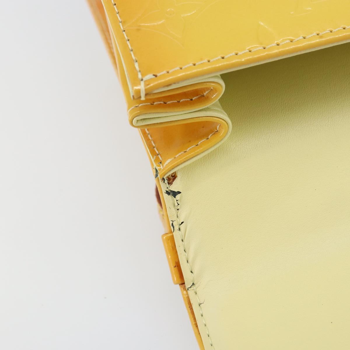 LOUIS VUITTON Monogram Vernis Spring Street Bag Lime Yellow M91068 Auth ti3534