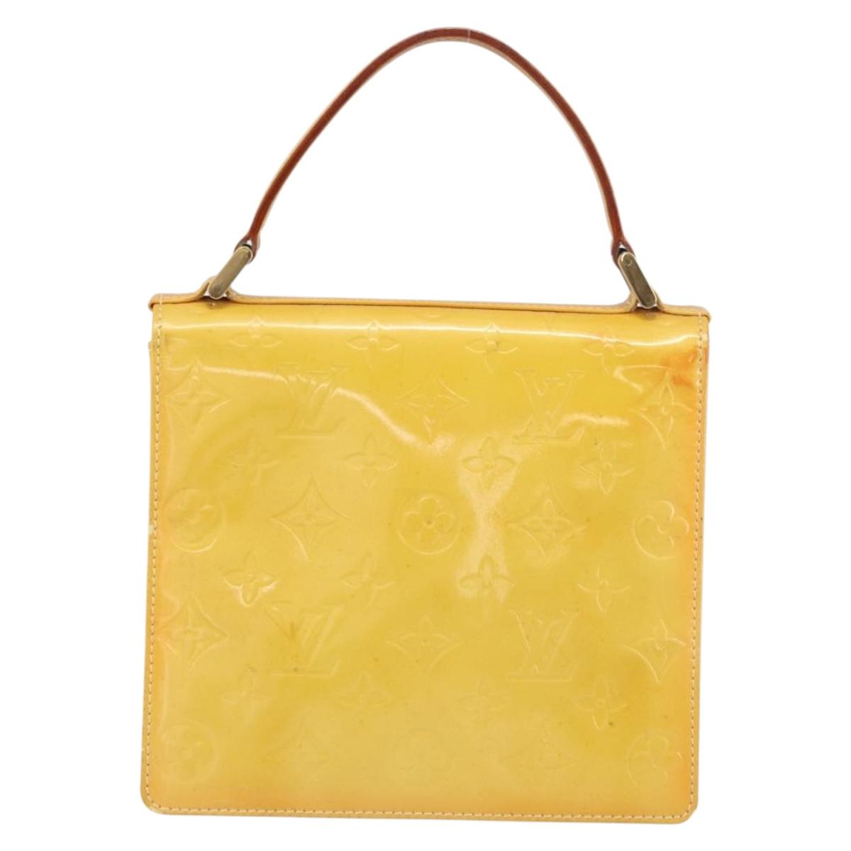 LOUIS VUITTON Monogram Vernis Spring Street Bag Lime Yellow M91068 Auth ti3534