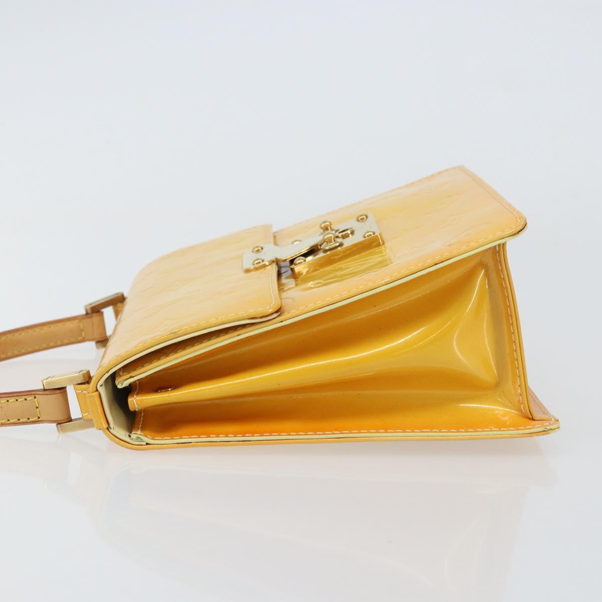 LOUIS VUITTON Monogram Vernis Spring Street Bag Lime Yellow M91068 Auth ti3534