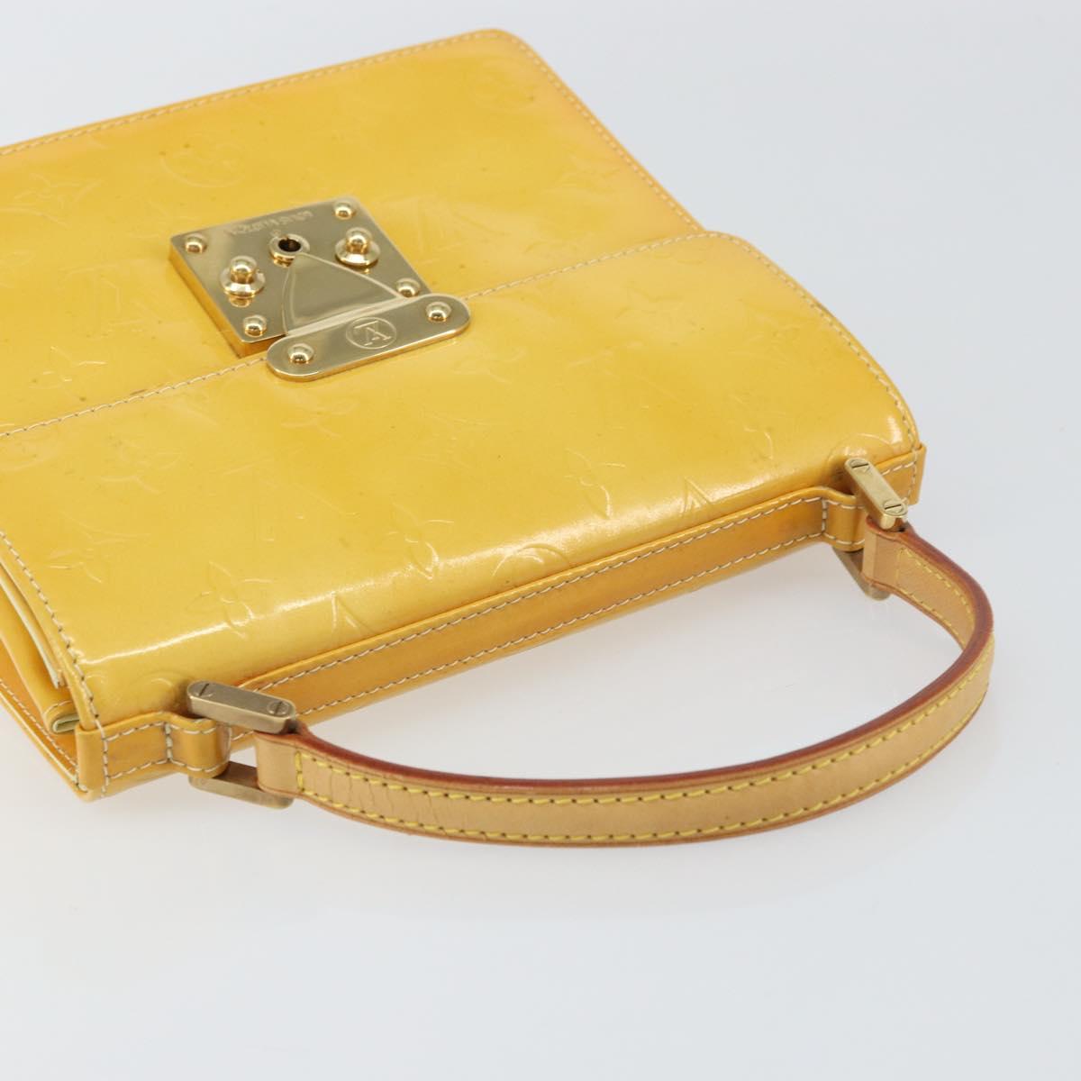 LOUIS VUITTON Monogram Vernis Spring Street Bag Lime Yellow M91068 Auth ti3534