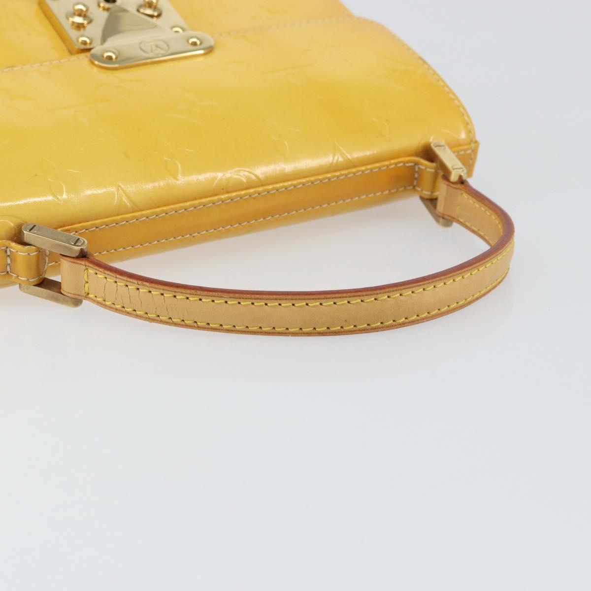 LOUIS VUITTON Monogram Vernis Spring Street Bag Lime Yellow M91068 Auth ti3534