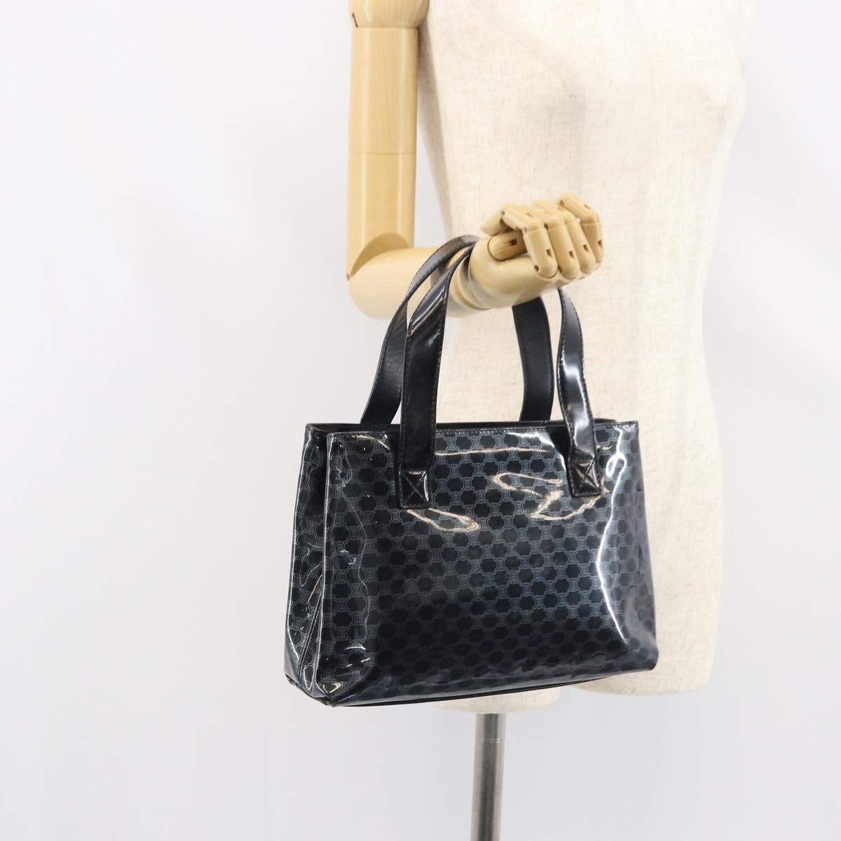 CELINE Macadam Canvas Hand Bag Vinyl Black Auth ti3537