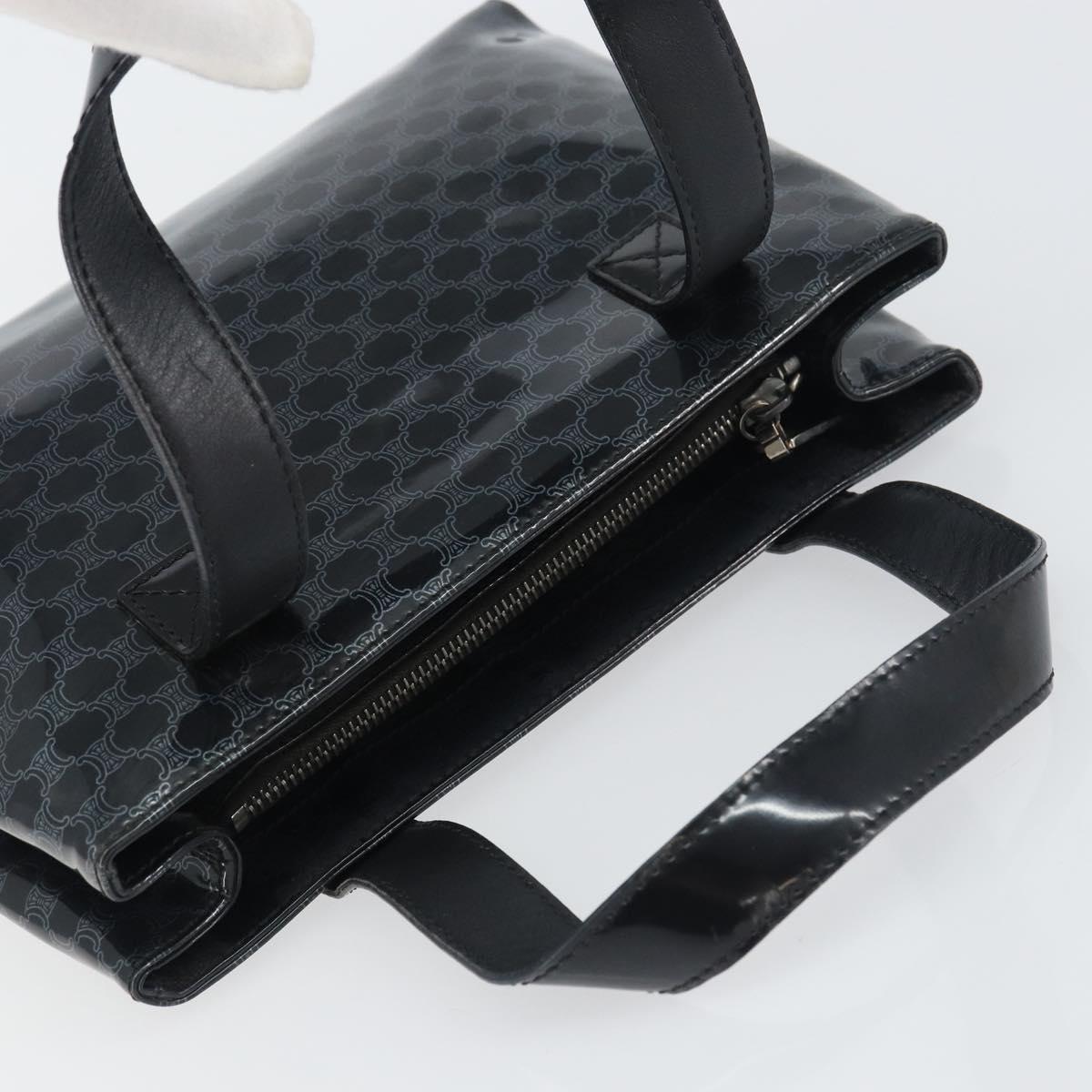 CELINE Macadam Canvas Hand Bag Vinyl Black Auth ti3537