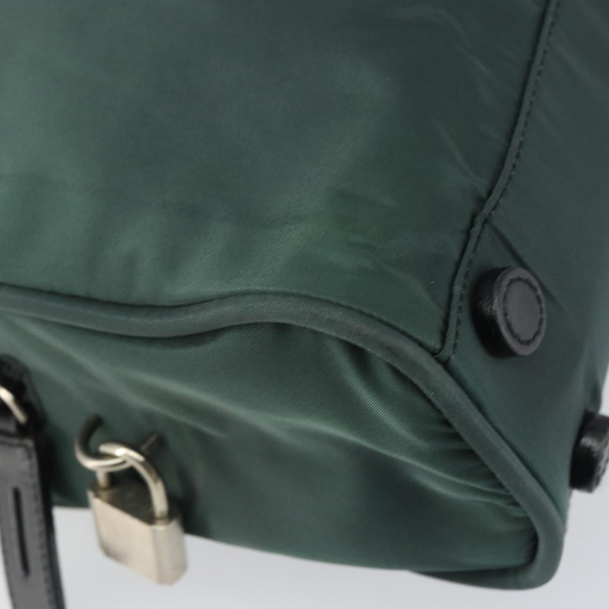 PRADA Hand Bag Nylon Khaki Silver Auth ti3539